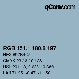 Color code: RGB 151.1 180.8 197 | qconv.com