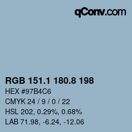 Color code: RGB 151.1 180.8 198 | qconv.com