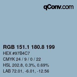 Farbcode: RGB 151.1 180.8 199 | qconv.com