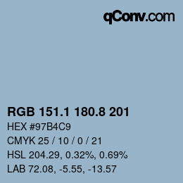 カラーコード: RGB 151.1 180.8 201 | qconv.com