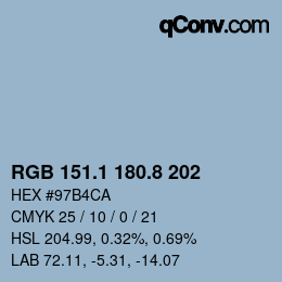 Color code: RGB 151.1 180.8 202 | qconv.com