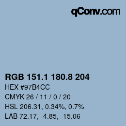 Color code: RGB 151.1 180.8 204 | qconv.com