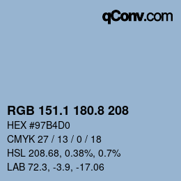 Color code: RGB 151.1 180.8 208 | qconv.com