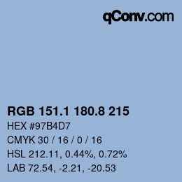 Color code: RGB 151.1 180.8 215 | qconv.com
