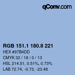 Color code: RGB 151.1 180.8 221 | qconv.com
