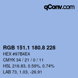Color code: RGB 151.1 180.8 228 | qconv.com