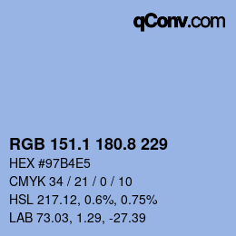 Color code: RGB 151.1 180.8 229 | qconv.com