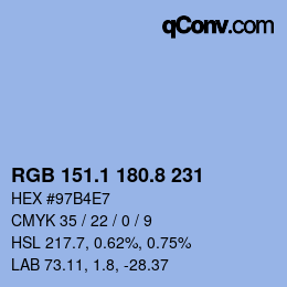 Color code: RGB 151.1 180.8 231 | qconv.com