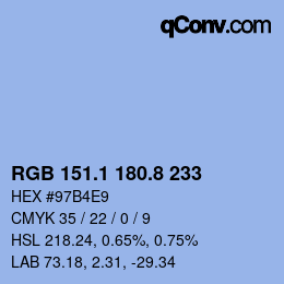 Color code: RGB 151.1 180.8 233 | qconv.com