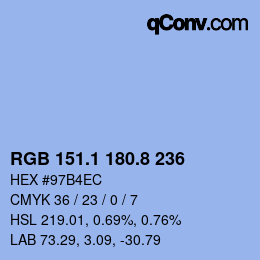 Color code: RGB 151.1 180.8 236 | qconv.com