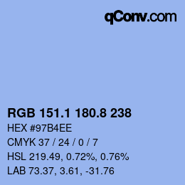 カラーコード: RGB 151.1 180.8 238 | qconv.com