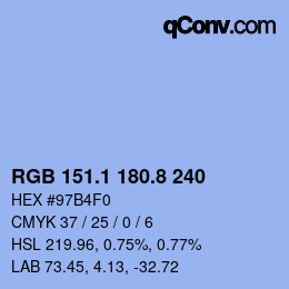 Color code: RGB 151.1 180.8 240 | qconv.com