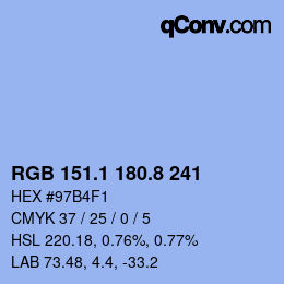 カラーコード: RGB 151.1 180.8 241 | qconv.com