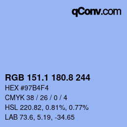 Color code: RGB 151.1 180.8 244 | qconv.com