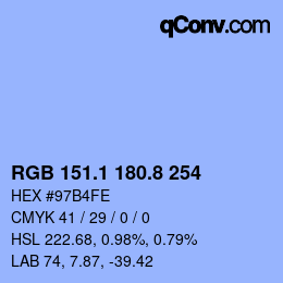 Color code: RGB 151.1 180.8 254 | qconv.com