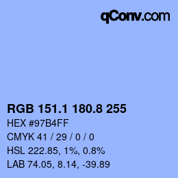 Farbcode: RGB 151.1 180.8 255 | qconv.com