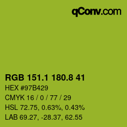 カラーコード: RGB 151.1 180.8 41 | qconv.com