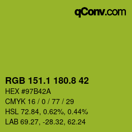 カラーコード: RGB 151.1 180.8 42 | qconv.com
