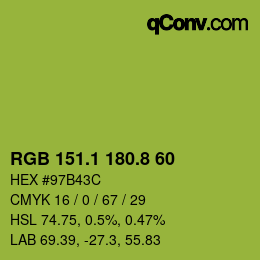 カラーコード: RGB 151.1 180.8 60 | qconv.com