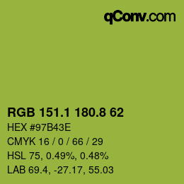 カラーコード: RGB 151.1 180.8 62 | qconv.com