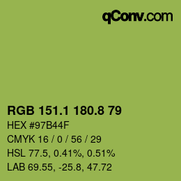 カラーコード: RGB 151.1 180.8 79 | qconv.com