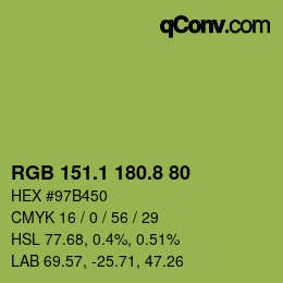 カラーコード: RGB 151.1 180.8 80 | qconv.com