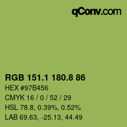 カラーコード: RGB 151.1 180.8 86 | qconv.com