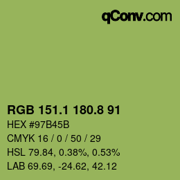 カラーコード: RGB 151.1 180.8 91 | qconv.com