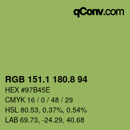 カラーコード: RGB 151.1 180.8 94 | qconv.com