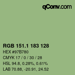 カラーコード: RGB 151.1 183 128 | qconv.com