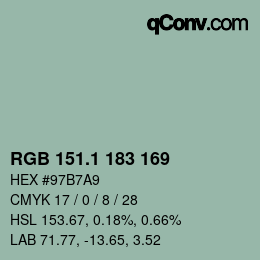 カラーコード: RGB 151.1 183 169 | qconv.com