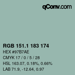 Color code: RGB 151.1 183 174 | qconv.com
