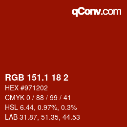 カラーコード: RGB 151.1 18 2 | qconv.com