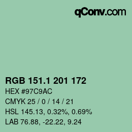 カラーコード: RGB 151.1 201 172 | qconv.com