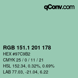 カラーコード: RGB 151.1 201 178 | qconv.com