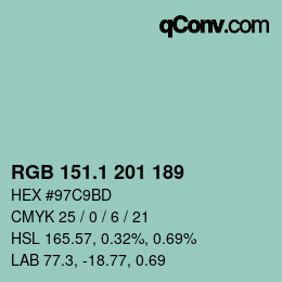 カラーコード: RGB 151.1 201 189 | qconv.com