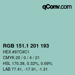 Color code: RGB 151.1 201 193 | qconv.com