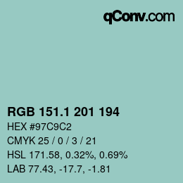 カラーコード: RGB 151.1 201 194 | qconv.com