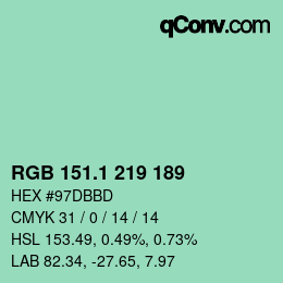 カラーコード: RGB 151.1 219 189 | qconv.com