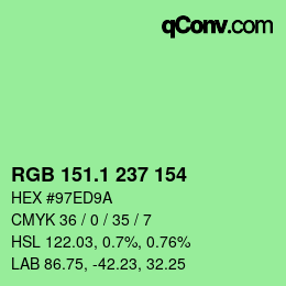 カラーコード: RGB 151.1 237 154 | qconv.com