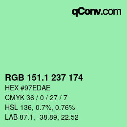 カラーコード: RGB 151.1 237 174 | qconv.com