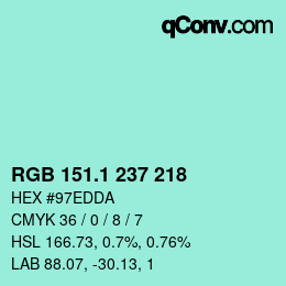 カラーコード: RGB 151.1 237 218 | qconv.com