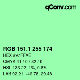 カラーコード: RGB 151.1 255 174 | qconv.com