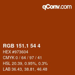 カラーコード: RGB 151.1 54 4 | qconv.com