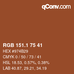 カラーコード: RGB 151.1 75 41 | qconv.com