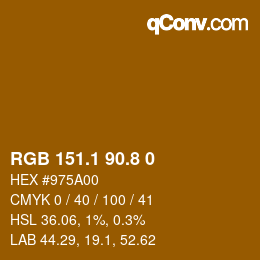 Color code: RGB 151.1 90.8 0 | qconv.com
