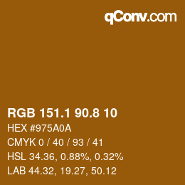 カラーコード: RGB 151.1 90.8 10 | qconv.com