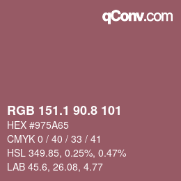 Color code: RGB 151.1 90.8 101 | qconv.com