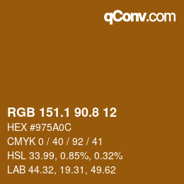 カラーコード: RGB 151.1 90.8 12 | qconv.com