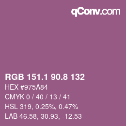 カラーコード: RGB 151.1 90.8 132 | qconv.com